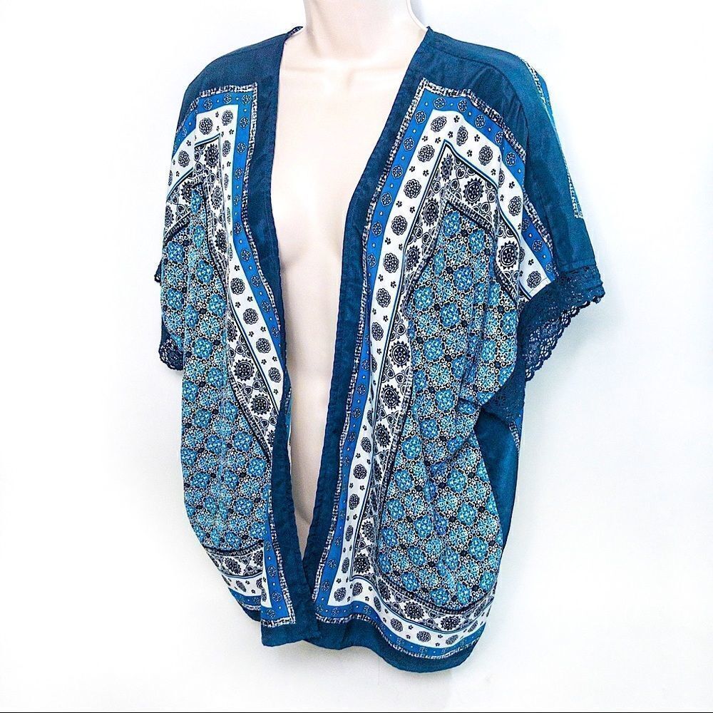 Blu Pepper Boho Blues Kimono Sz S